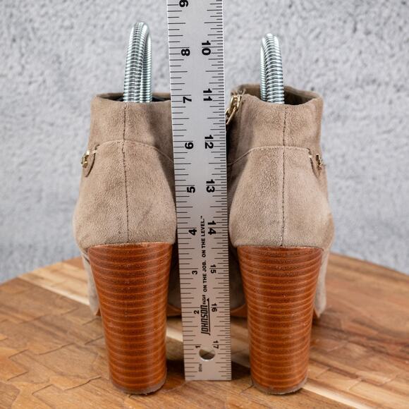 Tory Burch Block Heel Boots Women 6.5 Tan Leather Dressy Platform Comfort Bootie - Picture 4 of 10